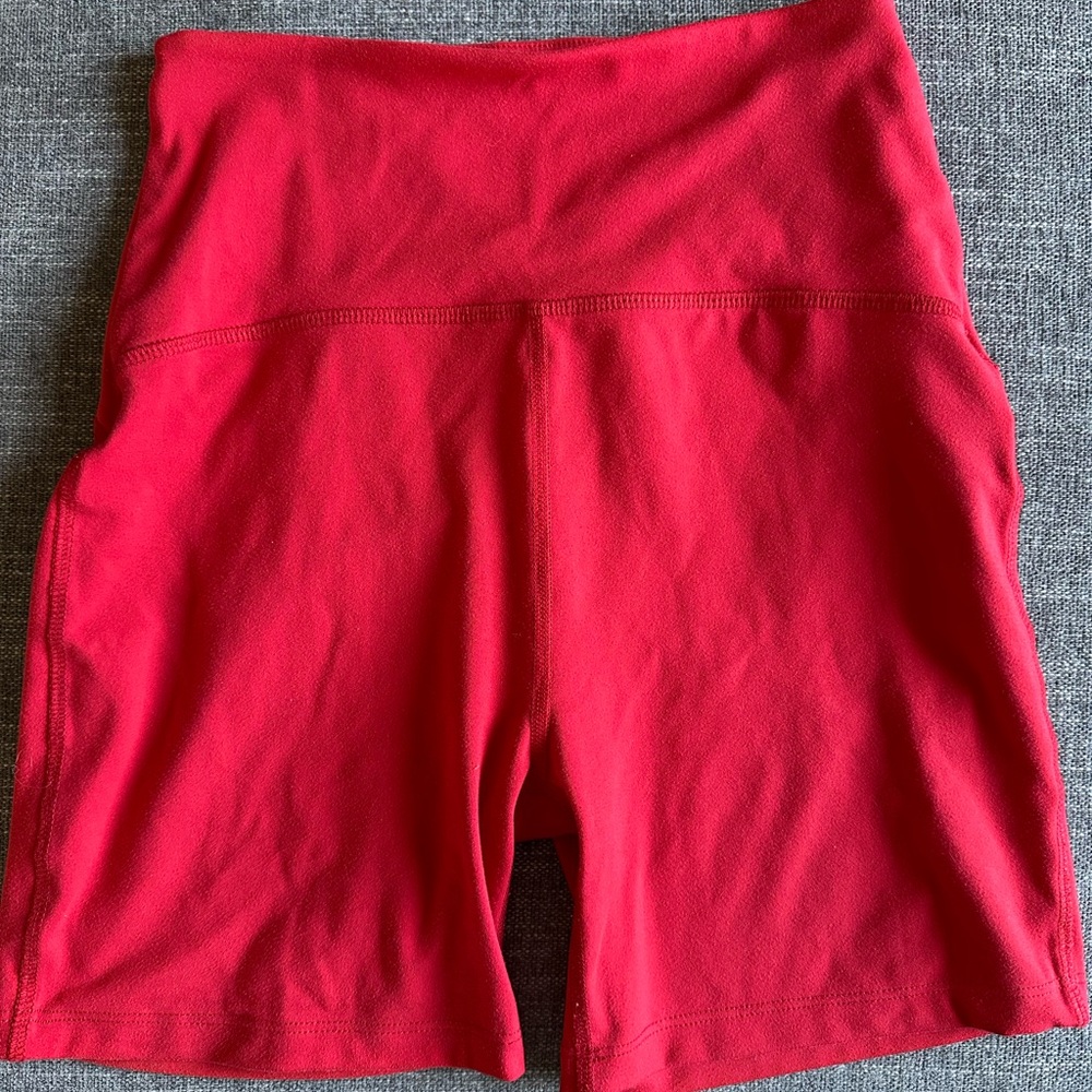 Women's Red Beyond Yoga Biker Shorts